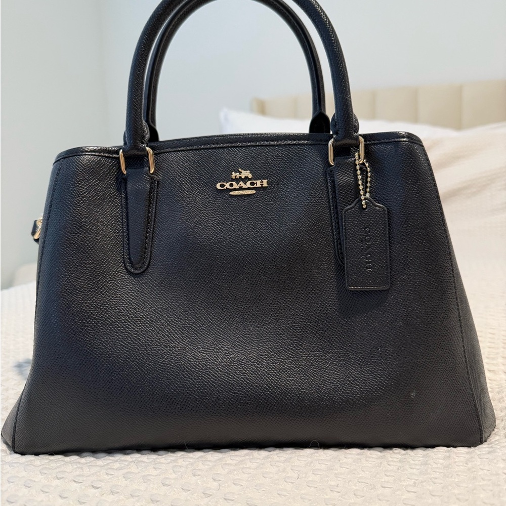 Coach Black Leather Satchel with Gold Hardware